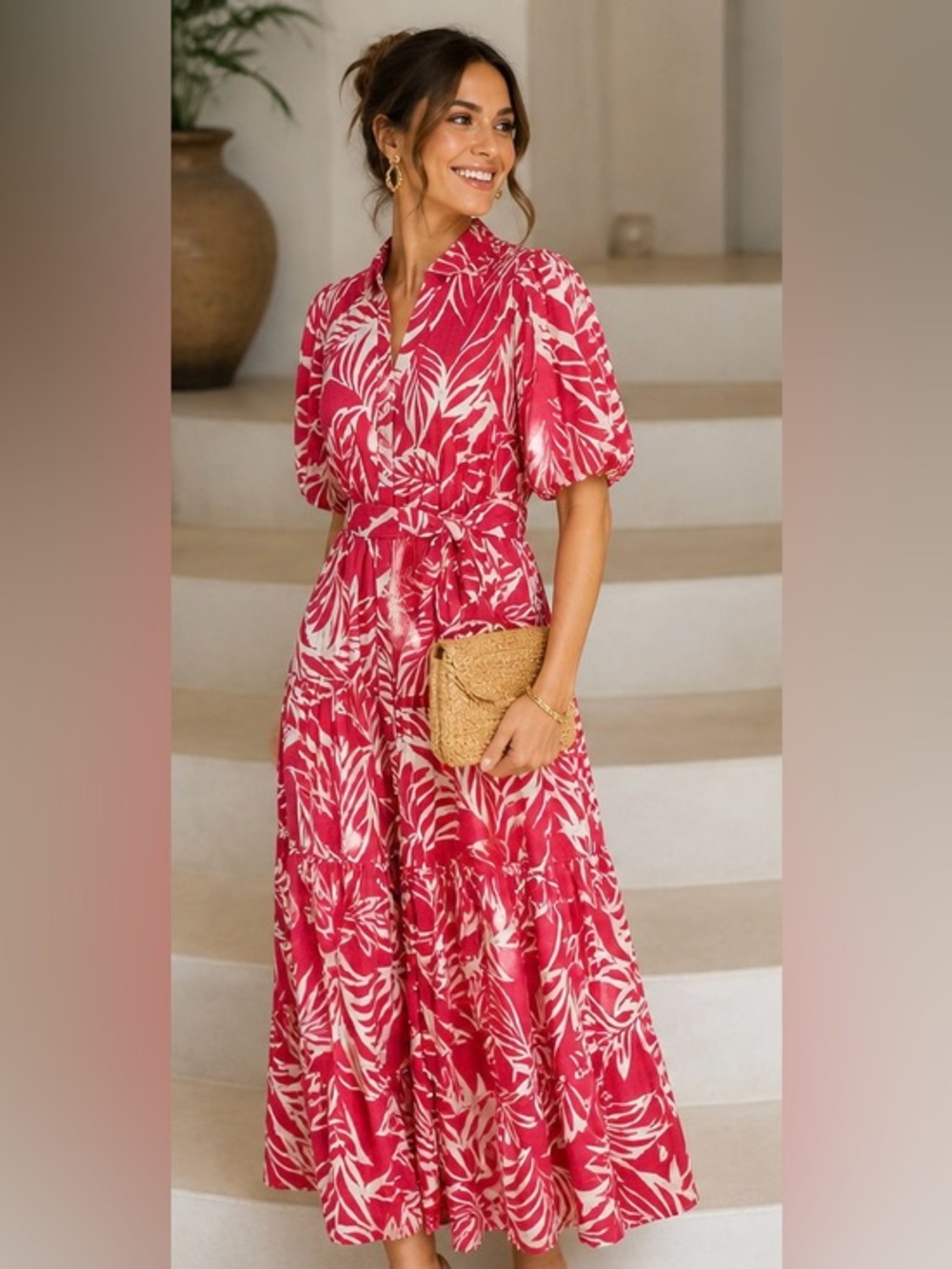 NWOT Elegant Pink Floral Maxi Dress size S new without tags